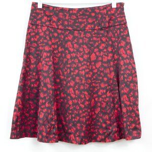 INC Cherry‎ Red and Black Forest Fairy Leopard Print Skirt with Pockets Size 12